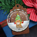 Christmas Funny Cartoon Cats On The Naughty List - Personalized Circle Glass Ornament