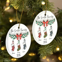 Family Stocking - 3D Inflated Effect Printed Ornament, Personalized Circle Ceramic Ornament