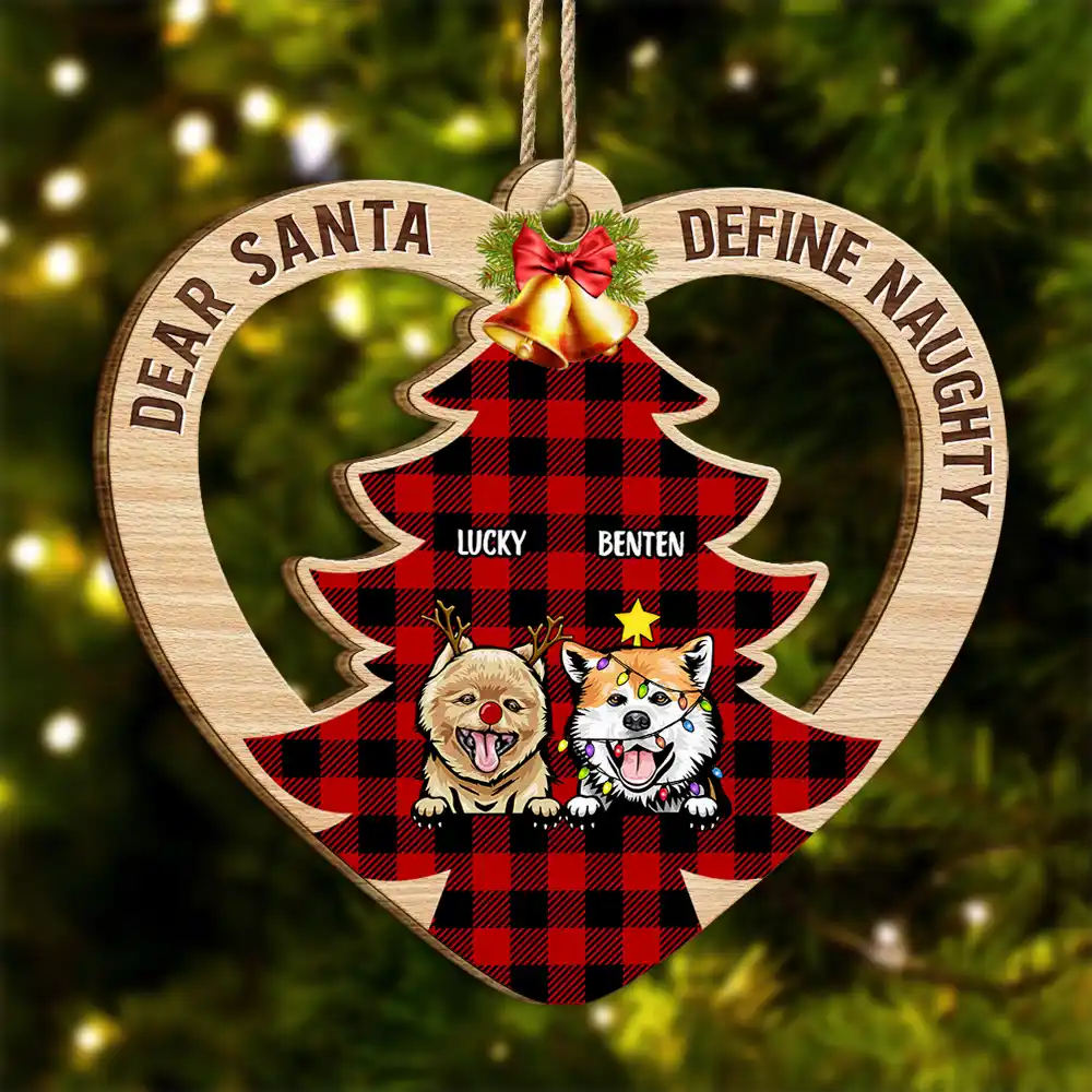 Dear Santa Define Naughty Christmas - Personalized Custom Shaped Wooden Ornament
