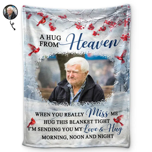 Custom Photo Hug This Blanket Tight - Personalized Fleece Blanket, Sherpa Blanket
