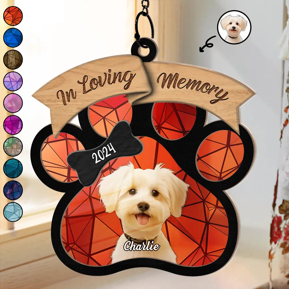 Custom Photo In Loving Memory Memorial - Personalized Window Hanging Suncatcher Ornament