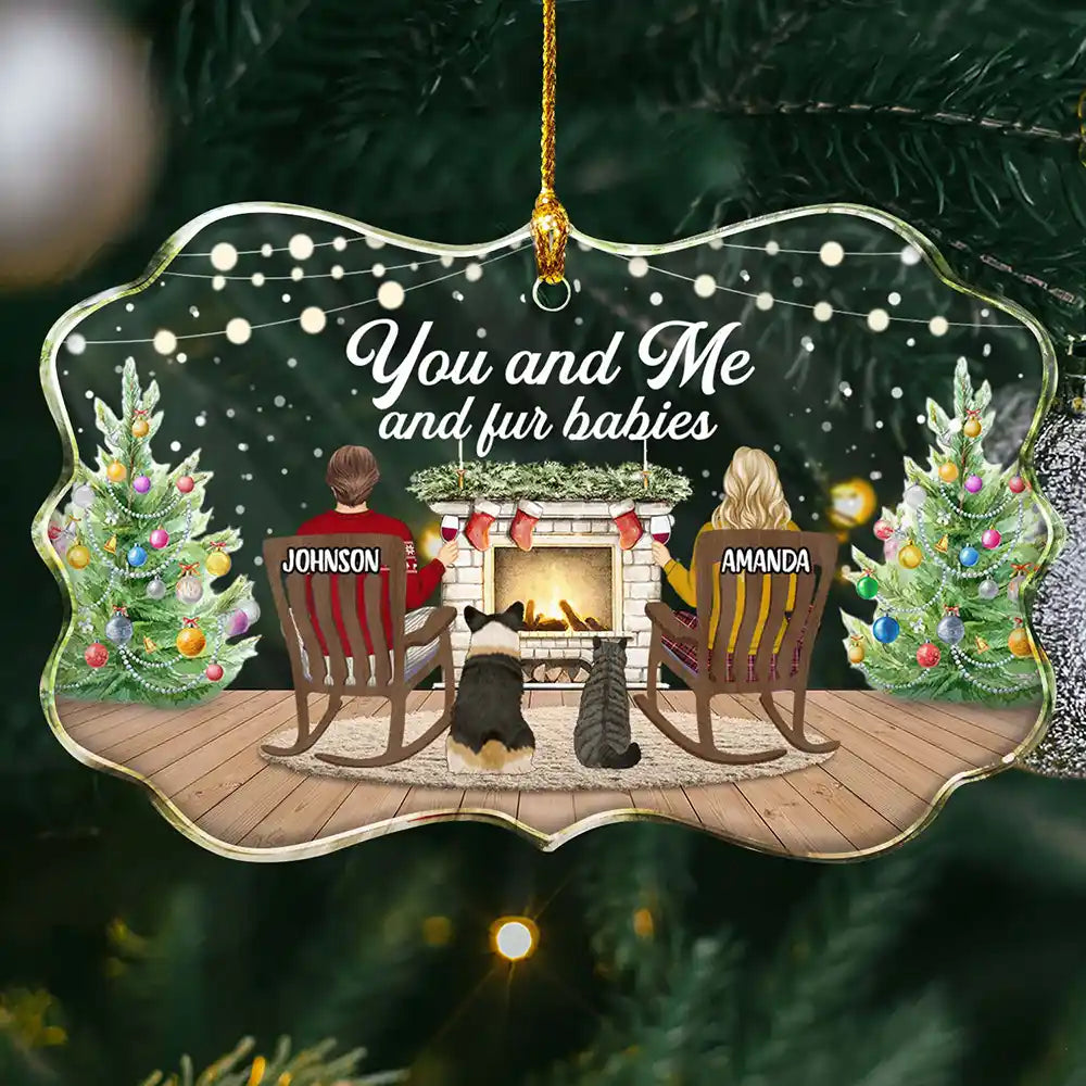 You And Me And The Fur Babies - Personalized Medallion Glass Ornament