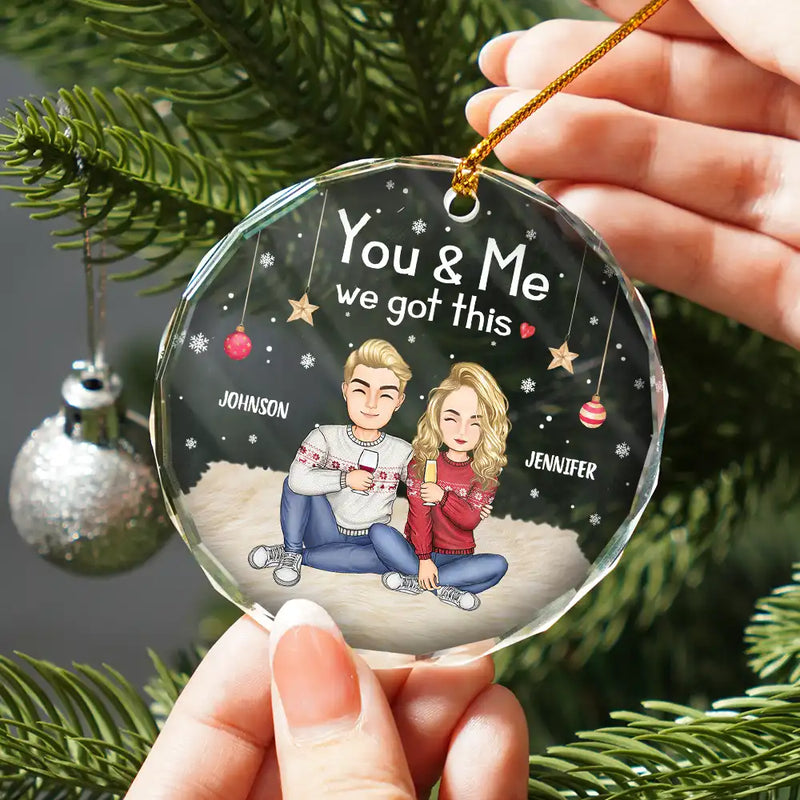 Gift For Couples, Gift For Husband, Gift For Wife, Gift For Boyfriend, Gift For Girlfriend - I'm Yours No Returns Or Refunds Cartoon - Personalized Glass Ornament