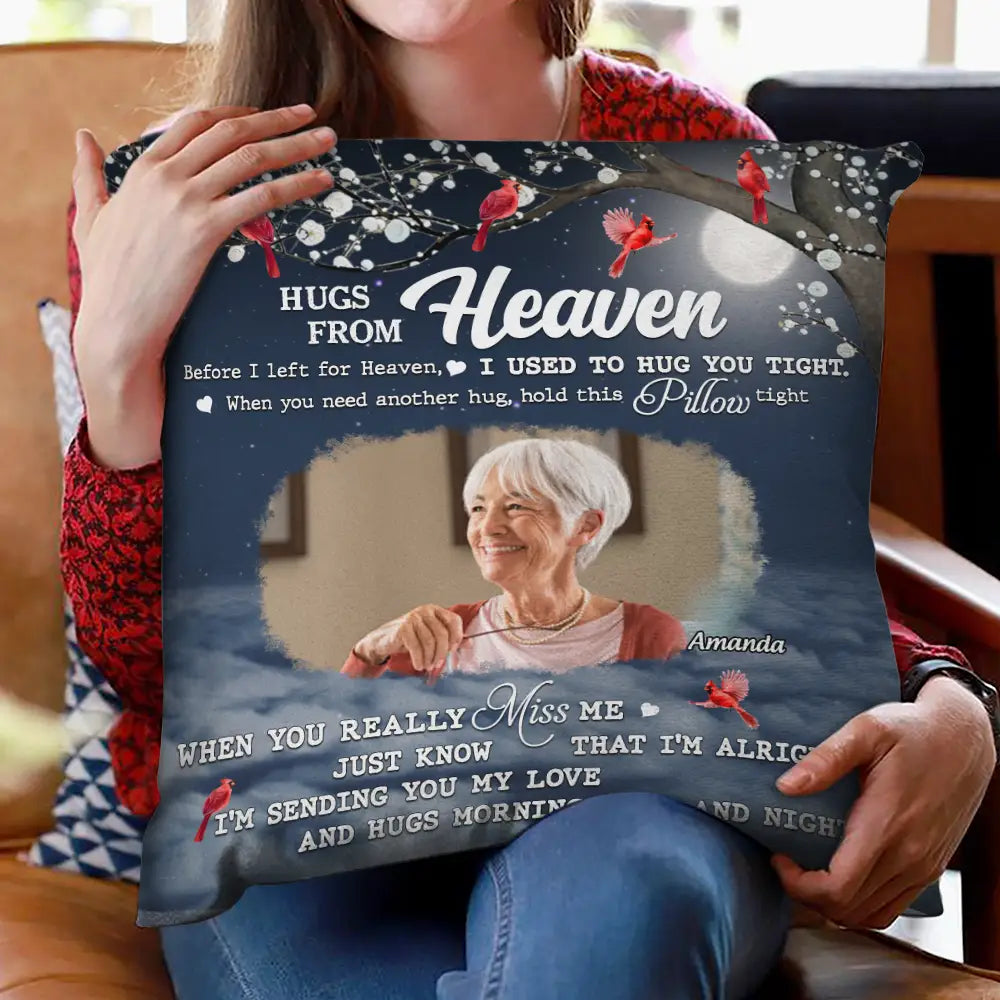 Memorial,Sad,Custom Photo - Custom Photo Sending You My Love Memorial - Personalized Pillow