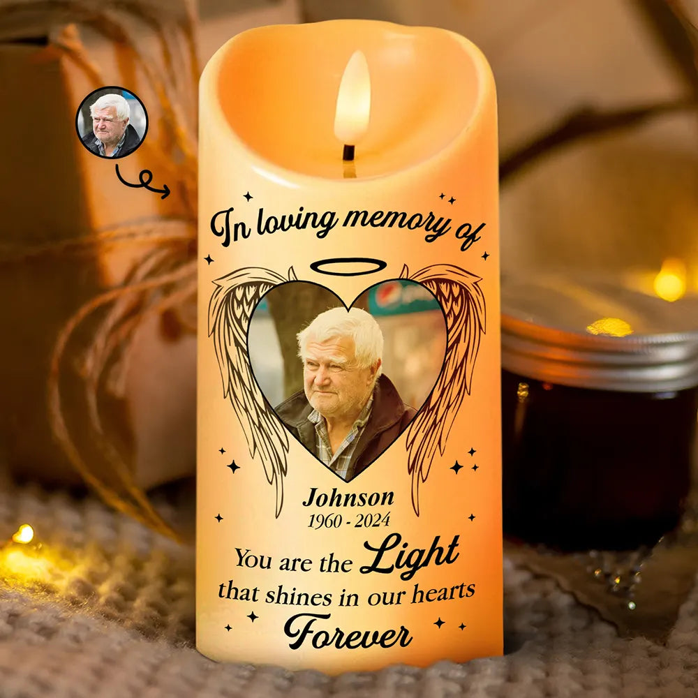 Custom Photo Memorial You Are The Light - Personalized Flameless LED Candle