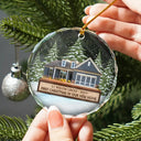 Christmas,Custom Photo,Happy,Family - Custom Photo First Christmas In Our New House - Personalized Cirlce Glass Ornament