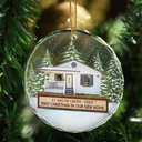 Christmas,Custom Photo,Happy,Family - Custom Photo First Christmas In Our New House - Personalized Cirlce Glass Ornament