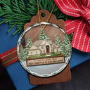 Christmas,Custom Photo,Happy,Family - Custom Photo First Christmas In Our New House - Personalized Cirlce Glass Ornament