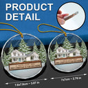 Christmas,Custom Photo,Happy,Family - Custom Photo First Christmas In Our New House - Personalized Cirlce Glass Ornament