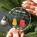 Family - Family Love Knows No Distance - Personalized Circle Glass Ornament