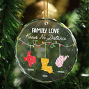 Family - Family Love Knows No Distance - Personalized Circle Glass Ornament