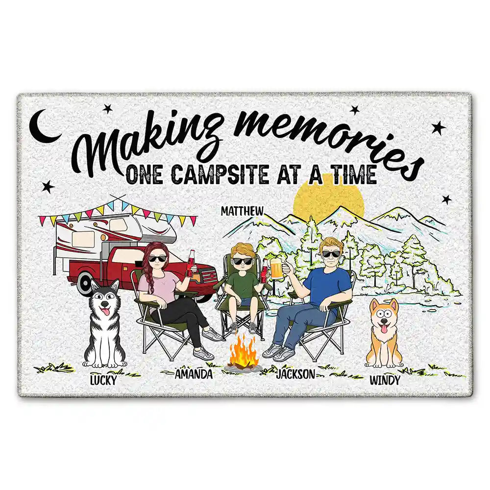 Making Memories One Campsite At A Time Camping Family - Personalized Doormat