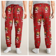 Pet Lovers, Dog Lovers, Cat Lovers - Custom Photo Peace Love Pet Face - Personalized Pajama Pants