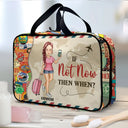 Travel,Gift For Yourself,Gift For Women,Happy - Just A Girl Who Loves Traveling - Personalized Toiletry Bag