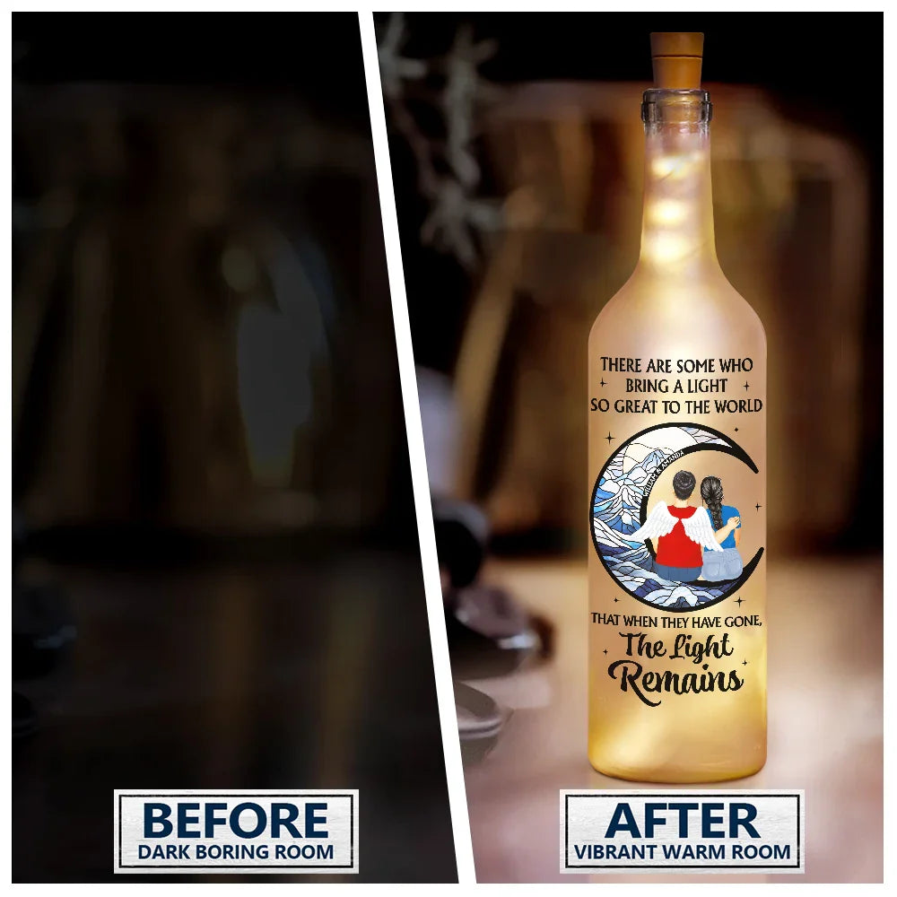 Gift For Couples,Gift For Husband,Gift For Wife,Gift For Boyfriend,Gift For Girlfriend,Gift For Mother,Gift For Father,Gift For Daughter,Gift For Son,Gift For Sibling,Gift For Sisters,Gift For Brothers,Memorial - The Light Remains - Personalized Bottle Light
