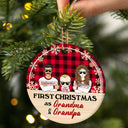 First Christmas As Grandma & Grandpa - Christmas Gift For Family - Personalized Custom Circle Ceramic Ornament