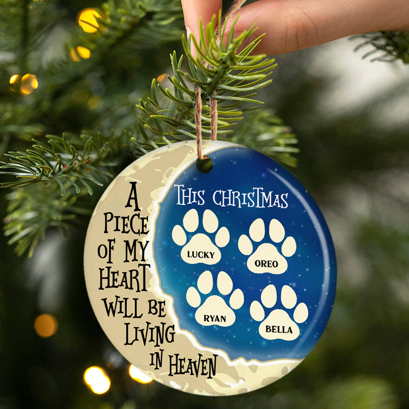 Merry Christmas A Piece Of My Heart - Memorial Gift For Pet Lovers - Christmas Gift - Personalized Custom Circle Ceramic Ornament