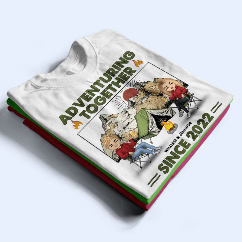 Camping Couple Adventuring Together Since - Gift For Couple - Personalized Custom T Shirt