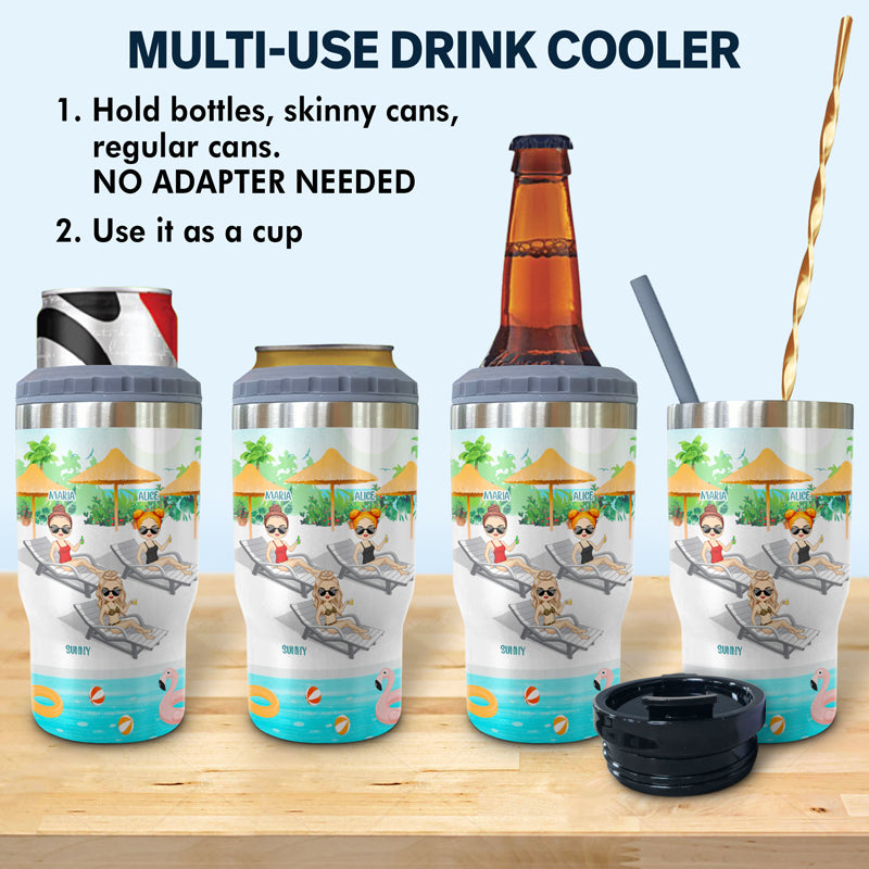 Bestie Swimming Pool The Girls Are Drinking - Personalized Custom Triple 3 In 1 Can Cooler