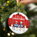 Meowy Christmas Cat Couple - Christmas Gift For Couples - Personalized Custom Circle Ceramic Ornament