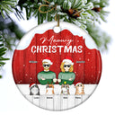 Meowy Christmas Cat Couple - Christmas Gift For Couples - Personalized Custom Circle Ceramic Ornament
