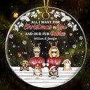 Couple Christmas Is You And Our Fur Babies - Christmas Gift For Dog & Cat Lovers - Personalized Custom Circle Acrylic Ornament