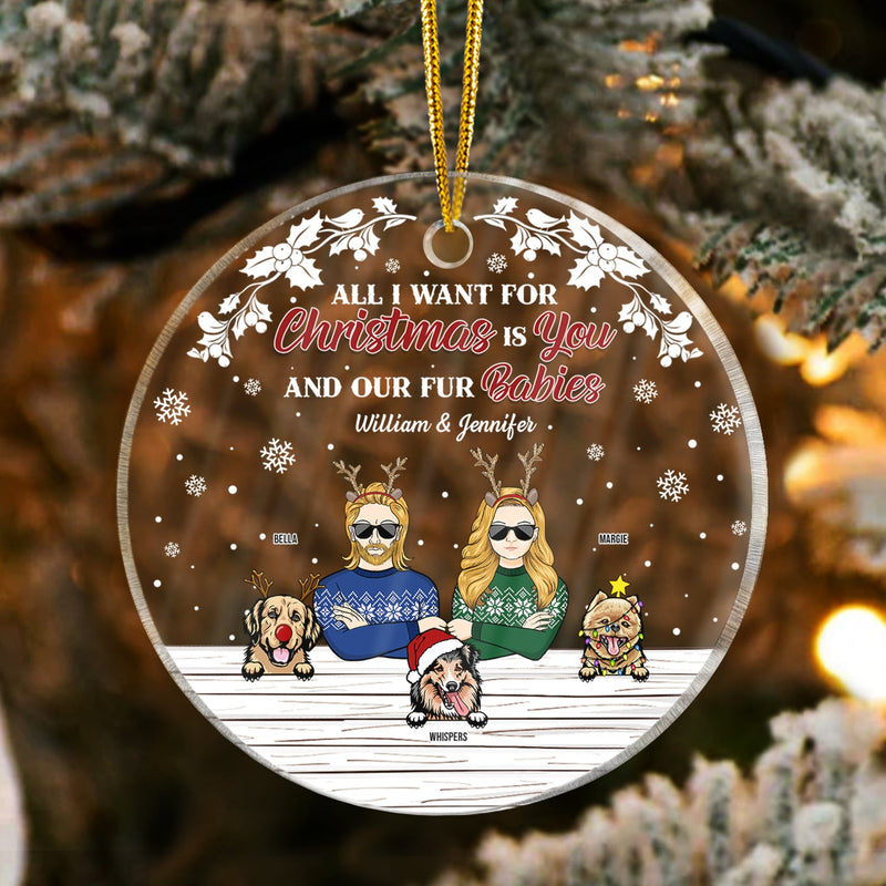 Couple Christmas Is You And Our Fur Babies - Christmas Gift For Dog & Cat Lovers - Personalized Custom Circle Acrylic Ornament