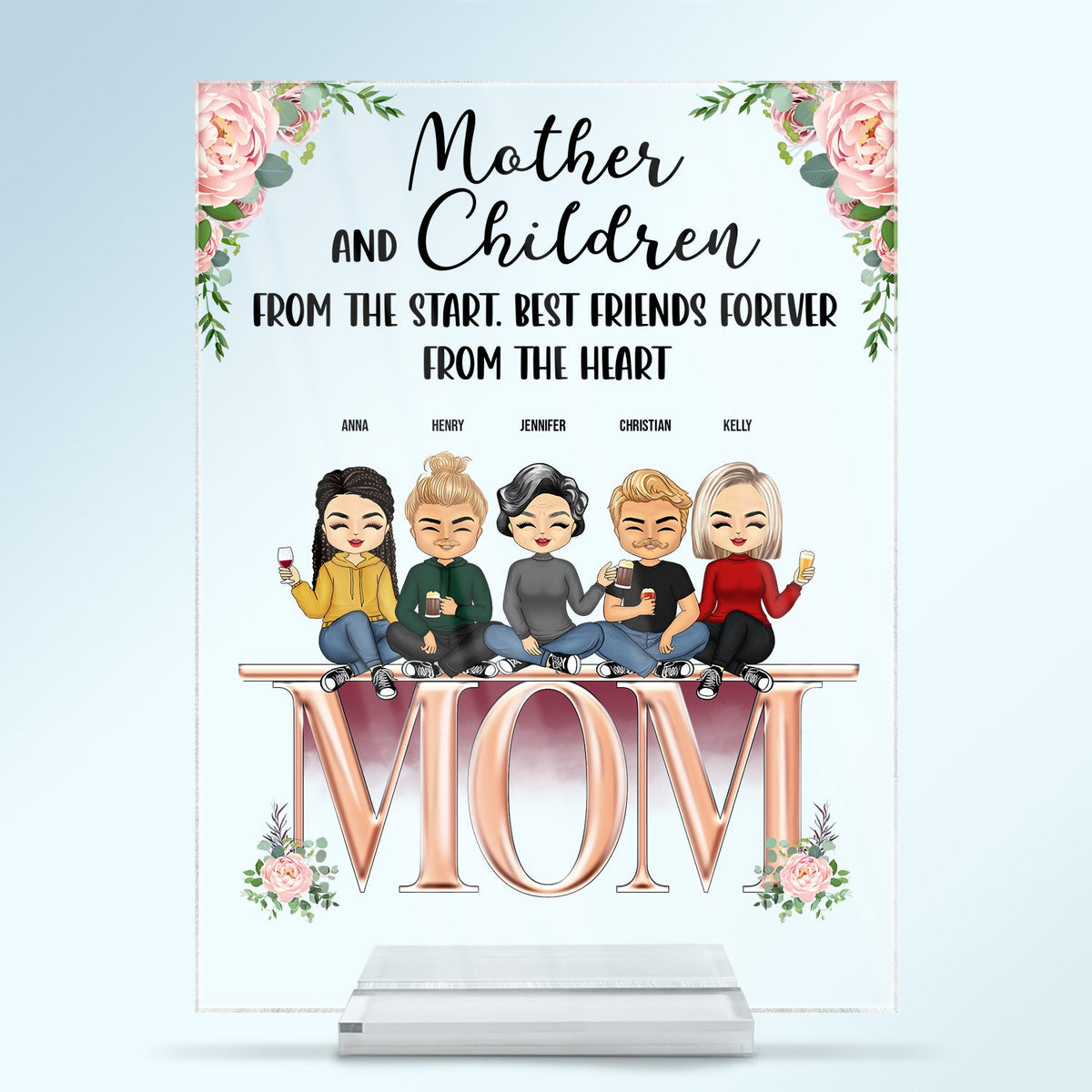 Mother And Children Best Friends Forever - Gift For Mom, Mother - Personalized Custom Vertical Rectangle Acrylic Plaque