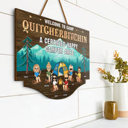A Certified Happy Camper Area - Gift For Camping Lover - Personalized Custom Shaped Wood Sign