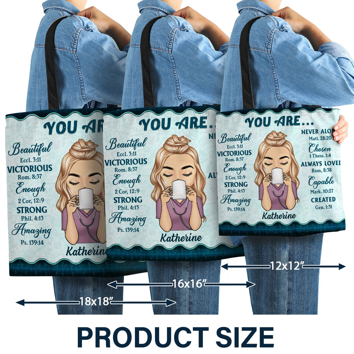 Coffee, Scrubs And Rubber Gloves - Gift For Nurse - Personalized Custom Zippered Canvas Bag