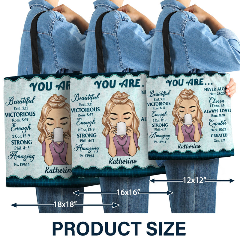 Coffee, Scrubs And Rubber Gloves - Gift For Nurse - Personalized Custom Zippered Canvas Bag