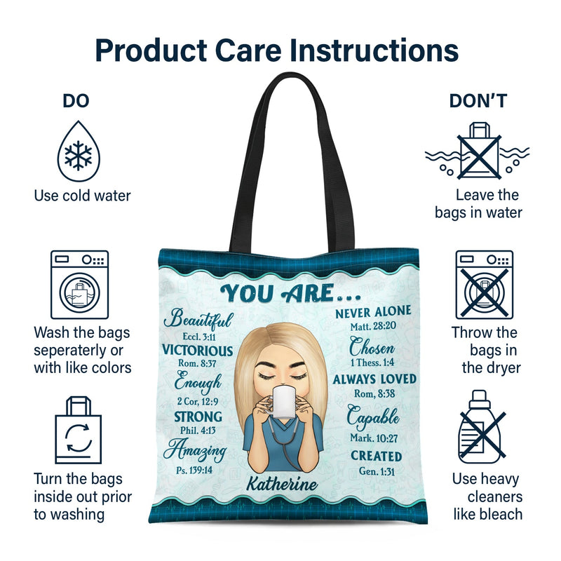 Coffee, Scrubs And Rubber Gloves - Gift For Nurse - Personalized Custom Zippered Canvas Bag