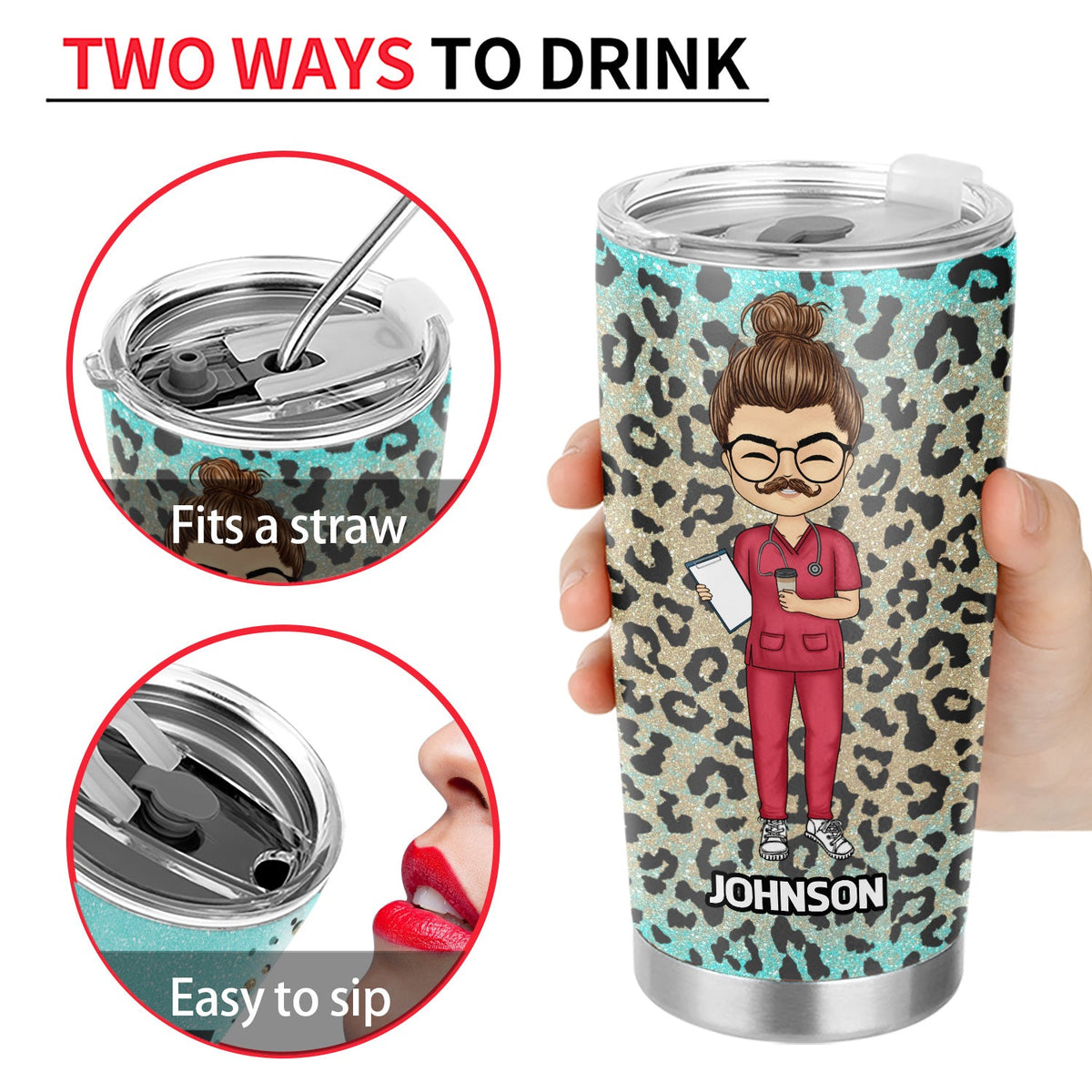 Nurse Nutrition Facts Leopard - Gift For Nurse - Personalized Custom Tumbler
