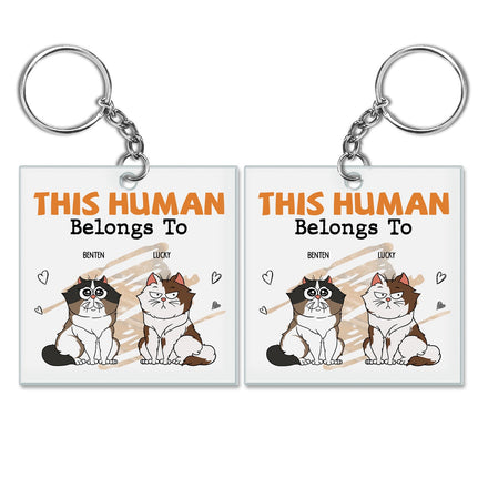 This Human Belongs To - Gift For Cat Lovers - Personalized Acrylic Keychain