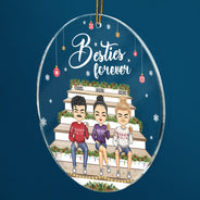 Besties Forever - Christmas Gift For Bestie - Personalized Circle Acrylic Ornament