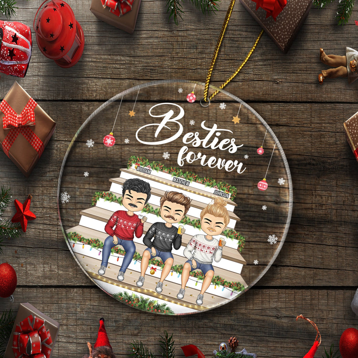 Besties Forever - Christmas Gift For Bestie - Personalized Circle Acrylic Ornament