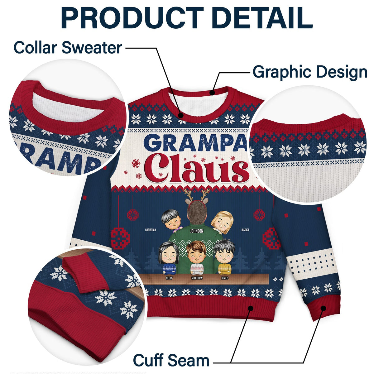 Grandpa Claus - Christmas Gift For Grandpa, Dad - Personalized Unisex Ugly Sweater