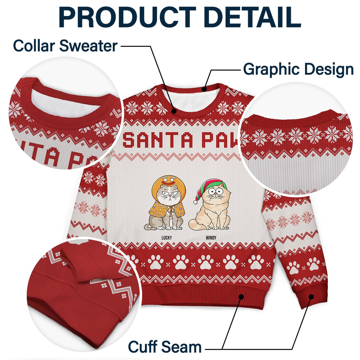 Santa Paws - Christmas Gift For Dog Cat Lovers - Personalized Unisex Ugly Sweater