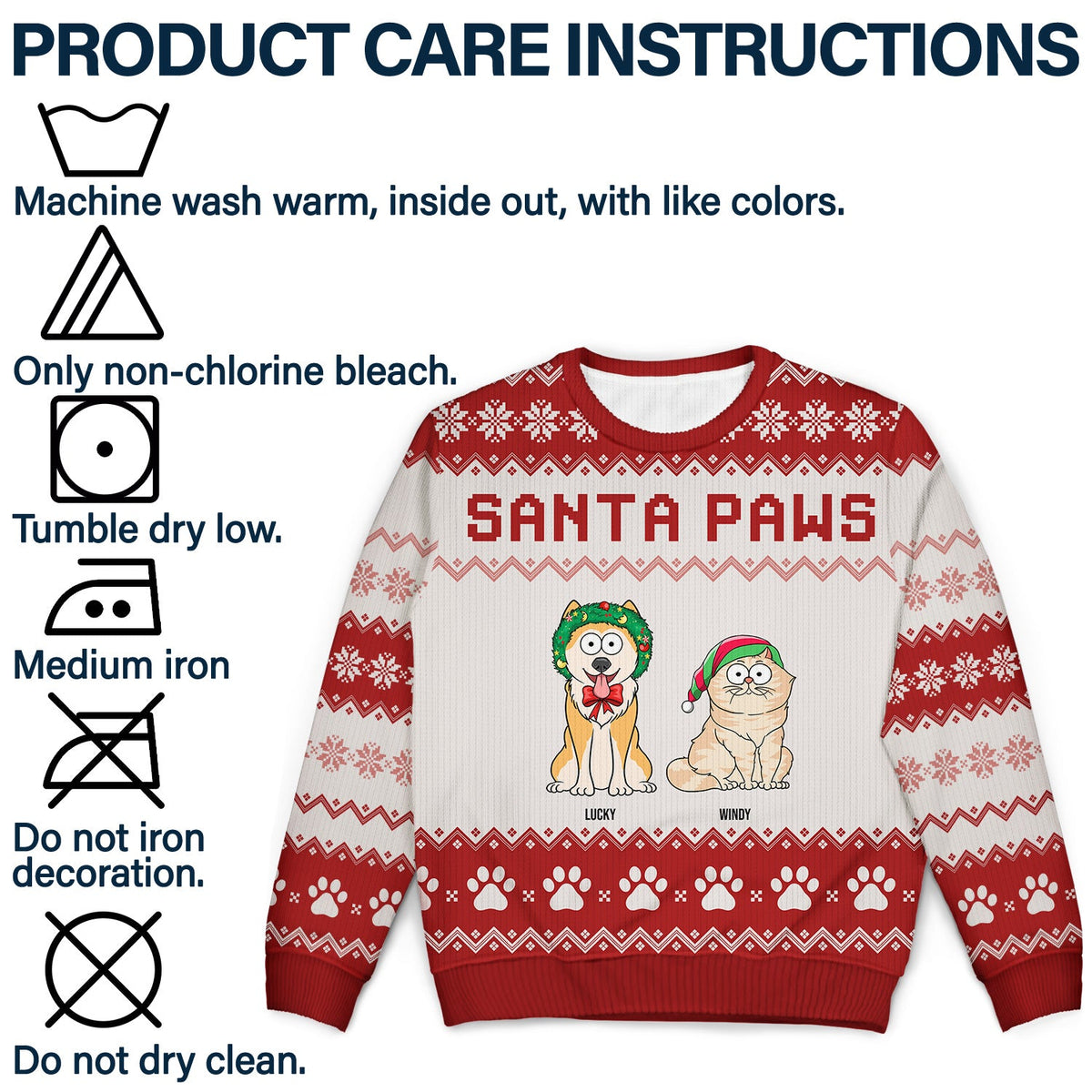 Santa Paws - Christmas Gift For Dog Cat Lovers - Personalized Unisex Ugly Sweater