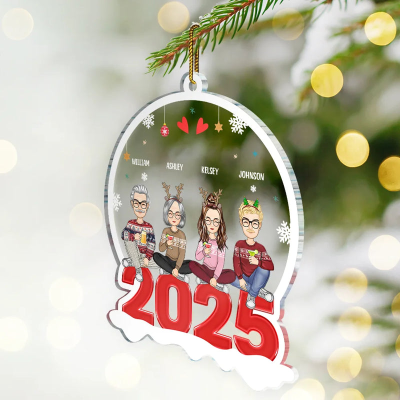 All Family With Dog Cat - Christmas Gift For Family - Personalized Custom Shaped Acrylic Ornament