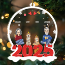 All Family With Dog Cat - Christmas Gift For Family - Personalized Custom Shaped Acrylic Ornament