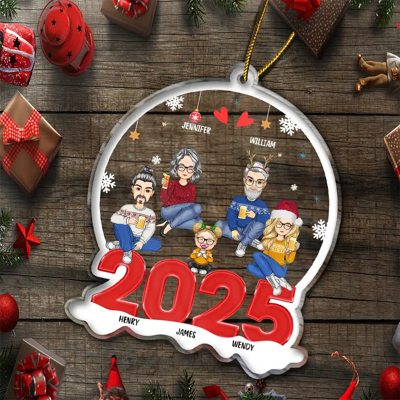 All Family With Dog Cat - Christmas Gift For Family - Personalized Custom Shaped Acrylic Ornament