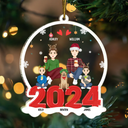 Family Flat Art Christmas - Personalized Custom Shaped Acrylic Ornament