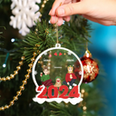 Family Flat Art Christmas - Personalized Custom Shaped Acrylic Ornament