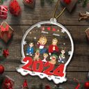 Family Flat Art Christmas - Personalized Custom Shaped Acrylic Ornament