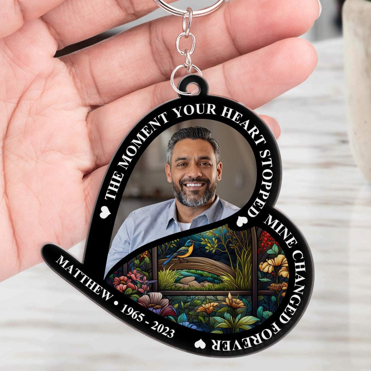 Custom Photo The Moment Your Heart Stopped - Memorial Gift For Family - Personalized Acrylic Keychain