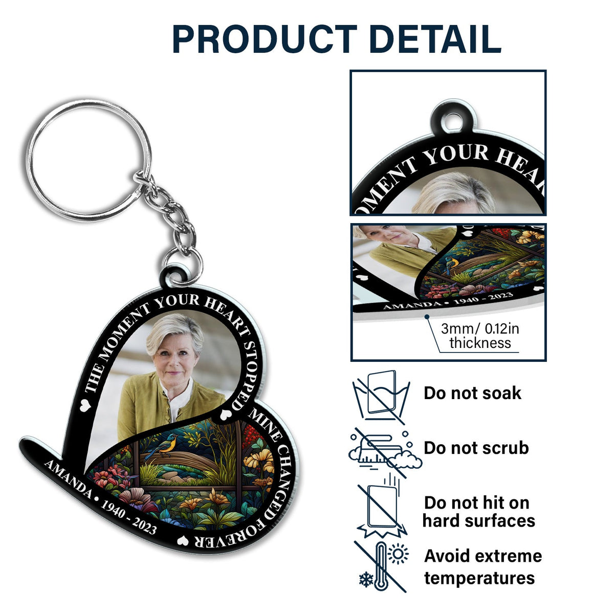 Custom Photo The Moment Your Heart Stopped - Memorial Gift For Family - Personalized Acrylic Keychain
