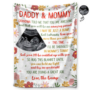 Custom Photo I May Be Just A Bump - Baby Shower Gift, Gift For First Mom - Personalized Fleece Blanket