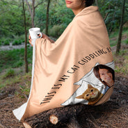 Custom Photo Cat Dog Cuddling Blanket - Gift For Pet Lovers - Personalized Fleece Blanket