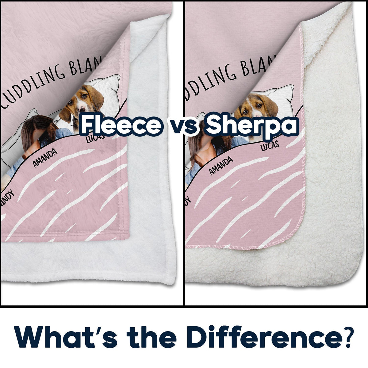 Custom Photo Cat Dog Cuddling Blanket - Gift For Pet Lovers - Personalized Fleece Blanket